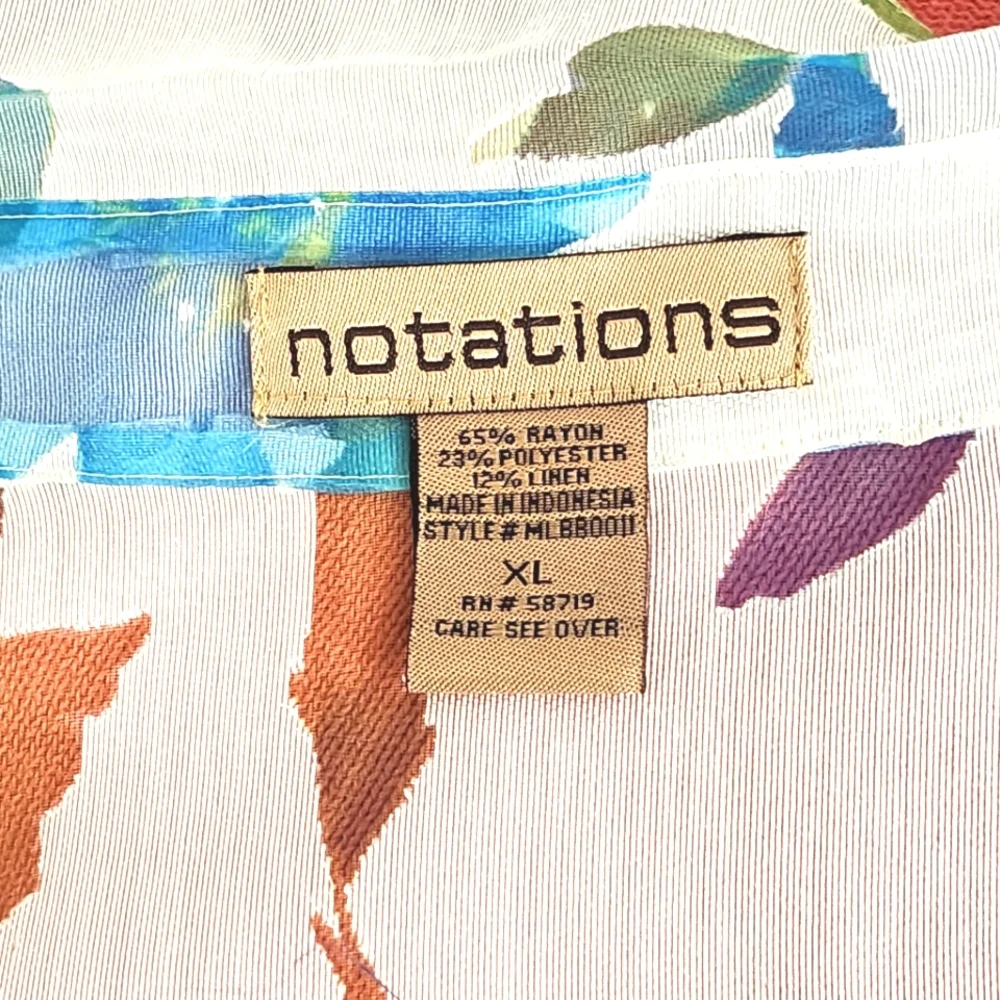 Notations Blouse Y2K Sheer Floral Button Down Blouse White Size XL - Picture 11 of 16